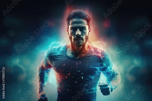 Dynamic Runner with Energetic Glow in Motion
