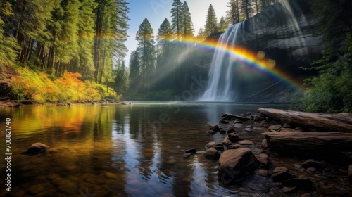 Rainbow over a waterfall