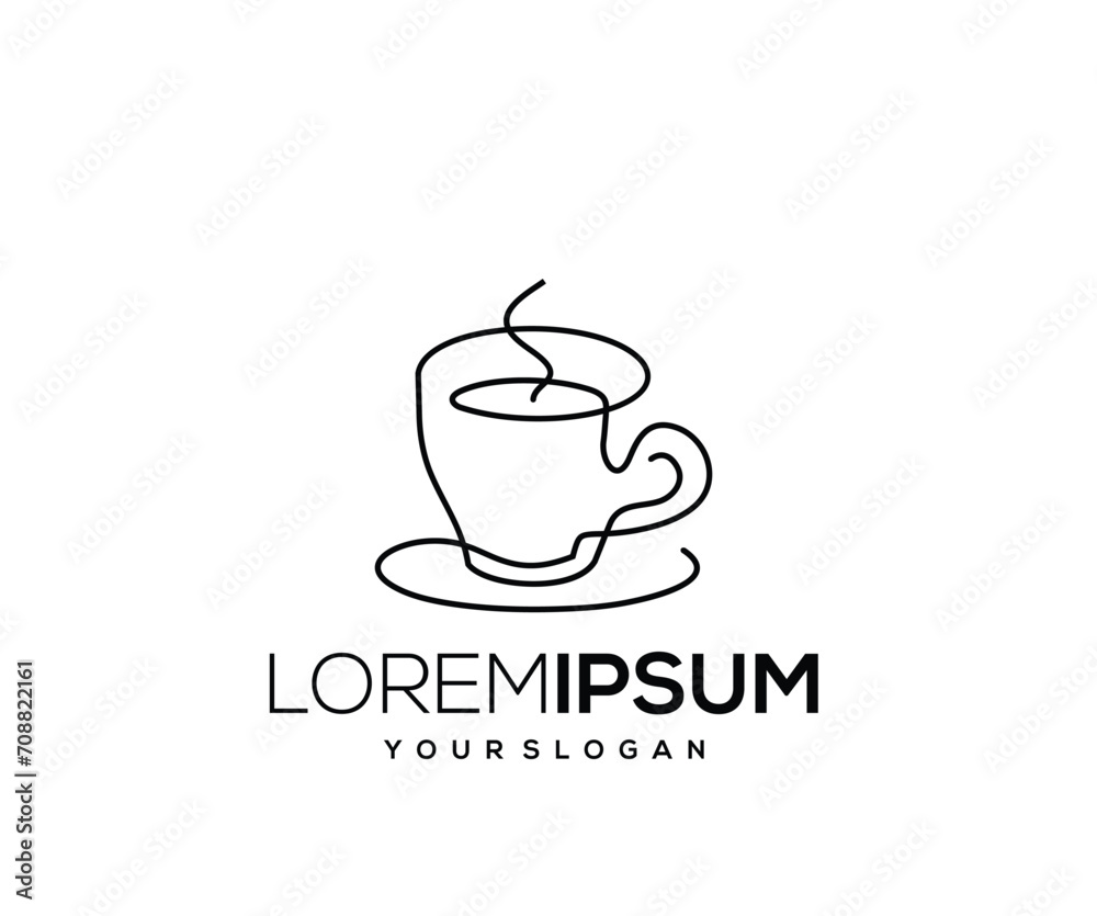 Coffee Cup Icon, Hand Drawn, Single Line Logo Coffee Cup Icon, Hand Drawn, Single Line Logo