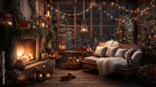 Cozy Yuletide setting with warm lights