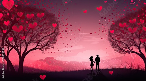 Romantic Valentine s Day background with love-themed elements in a warm  inviting palette