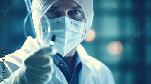 doctor with stethoscope, Scientist in laboratory atmosphere