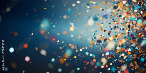 Abstract background with colorful confetti. Festive with bokeh defocused lights. Abstract with bokeh defocused lights. 3d render.