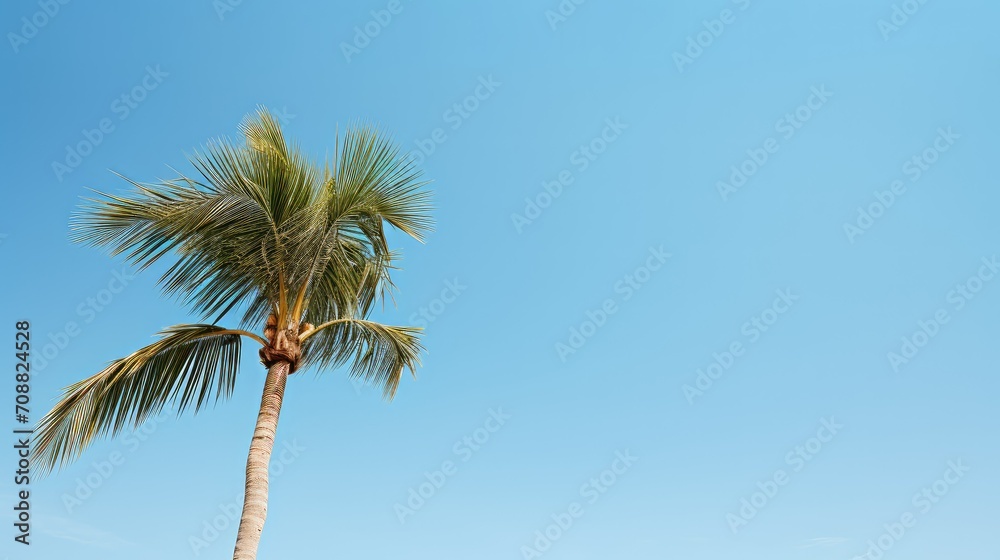 beach minimal summer background illustration sun waves, palm sand, sea vacation beach minimal summer background