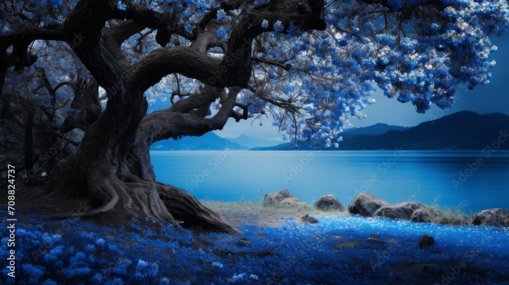 Fototapeta premium Enchanting blue scene, beauty of natural shades