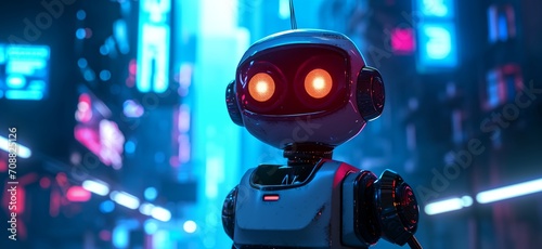 a robot with a glowing face photo
