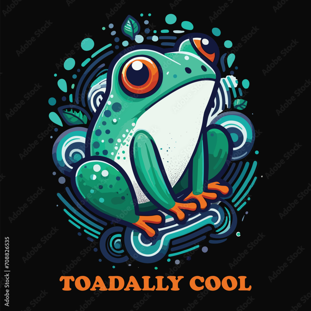 Obraz premium Cute Funny frog with motivational quote, black and white Frogs Love eps vector Design suitable element for Frogs T shirt, hoodie, clipart poster, batch, banner sticker and fashion