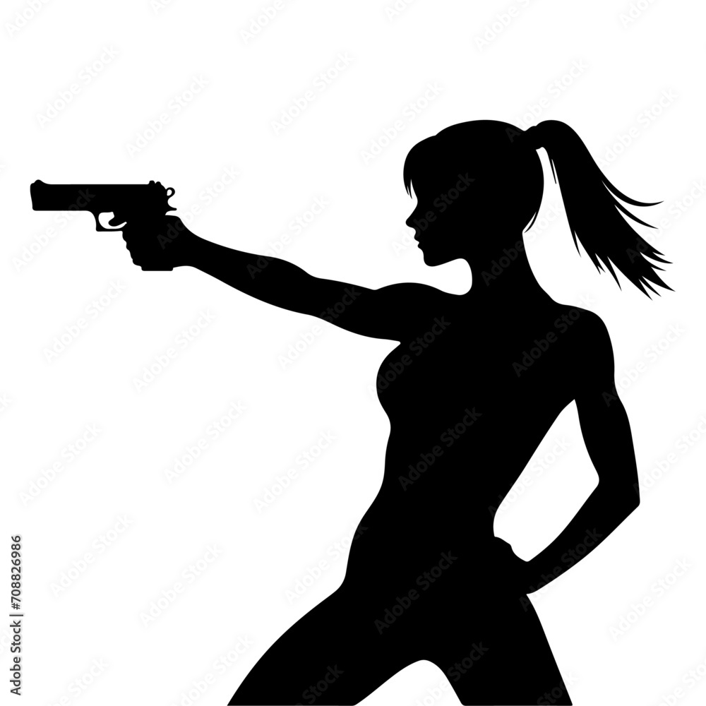 a minimalist man with gun vector silhouette, a man hold a gun vector 
