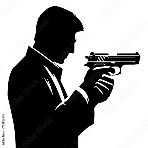 a minimalist man with gun vector silhouette  a man hold a gun vector 