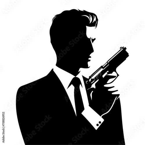 a minimalist man with gun vector silhouette, a man hold a gun vector 