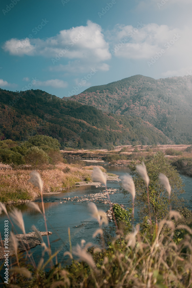 Beautiful Scenery of Hozugawa River in Kyoto, Japan