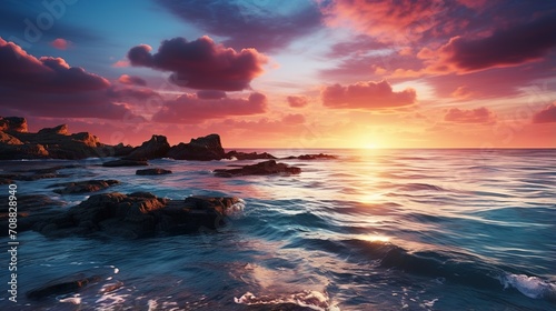 Rocky coast sunset