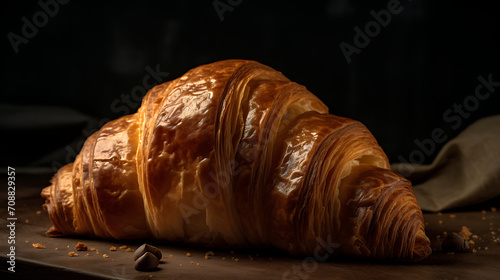 French food Croissant product photography studio dept of field AI Image generative