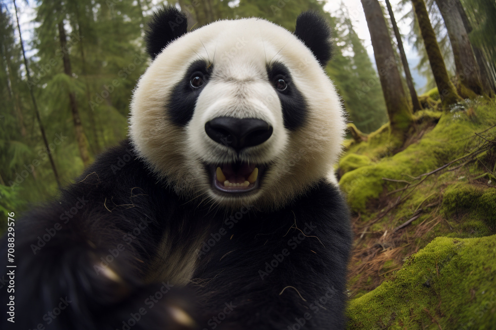 Obraz premium a panda takes a selfie