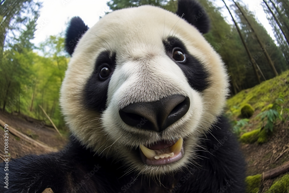 Obraz premium a panda takes a selfie