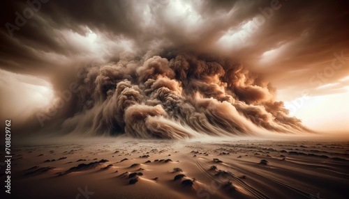 Sandstorm in Desert Landscape - Extreme Weather Photography photo