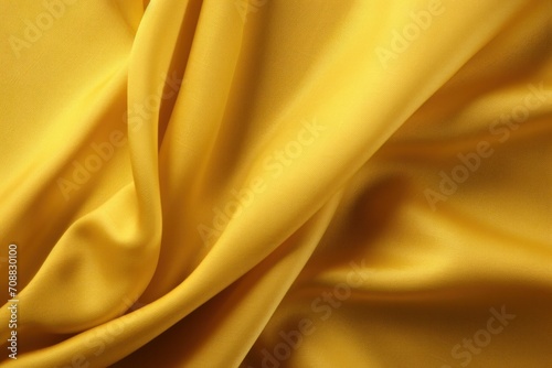 Yellow satin, linen textiles, jeans fabric curves wave lines background texture for web design , banner , business concept. Generative AI