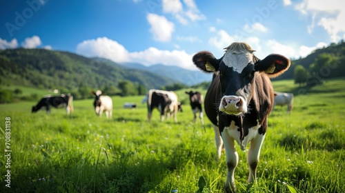 Farm and cows, cow milk, production at the farm