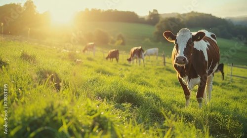 Farm and cows, cow milk, production at the farm