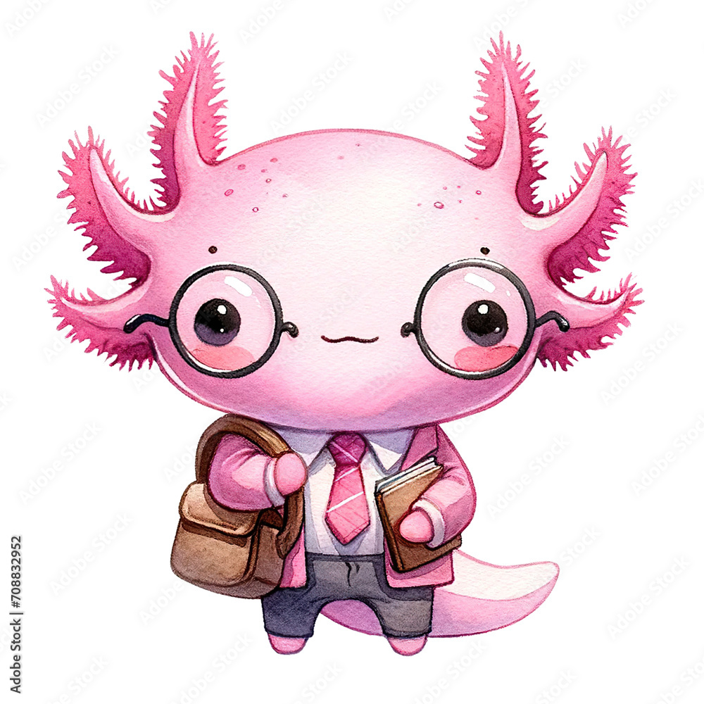 Axolotl with Glasses Back to School Clip art