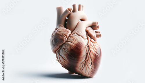 A realistic human heart, clean, raw, anatomically accurate