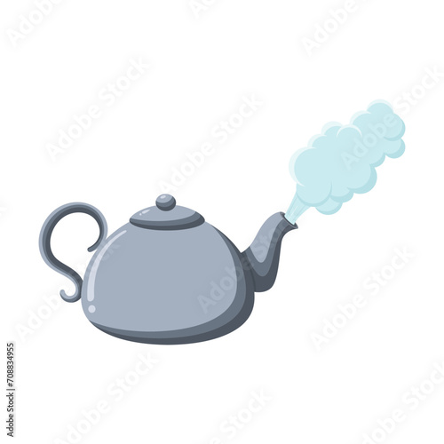 Steaming boiling teapot kettle vector illustration graphic