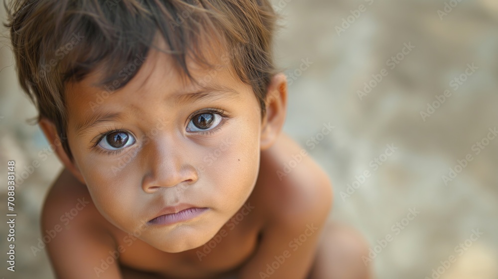 Hungry, starving, poor little child looking at the camera Hungry, starving, poor little child looking at the camera
