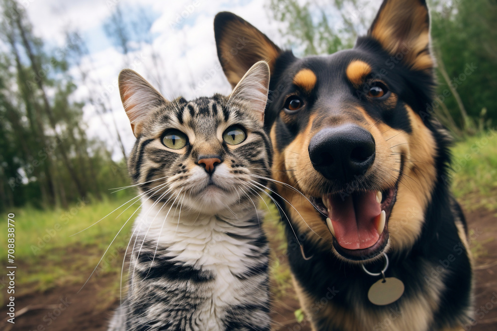cat and dog taking selfie cat and dog taking selfie