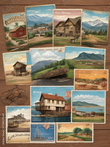 collage with landscape
