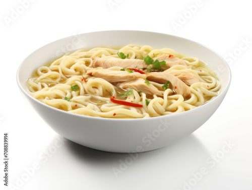 bowl of boiled noodles isolated on white background, delicious food boiled noodles