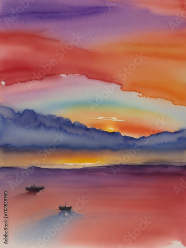 sunset over the lake