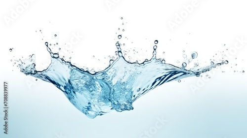 Mini, Full shape of A water dropping on Blue water splashes on white background 