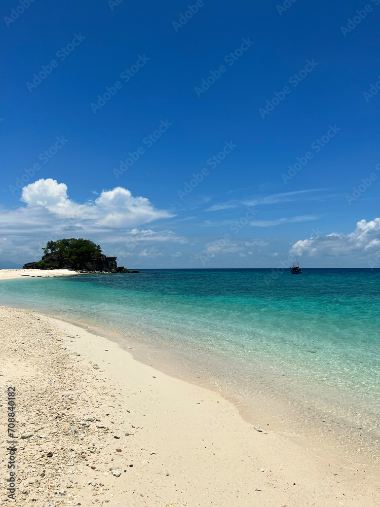 Sunny day ,Blue sky , Emerald sea and white beaches On Koh Lipe island, Satun , south of Thailand