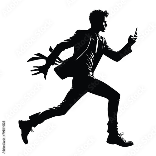 Dynamic Businessman Silhouette in Motion