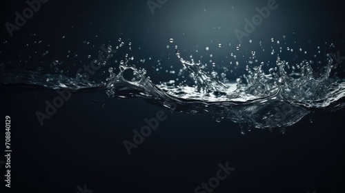 Realistic photo of water drops hitting dark water, ripples 