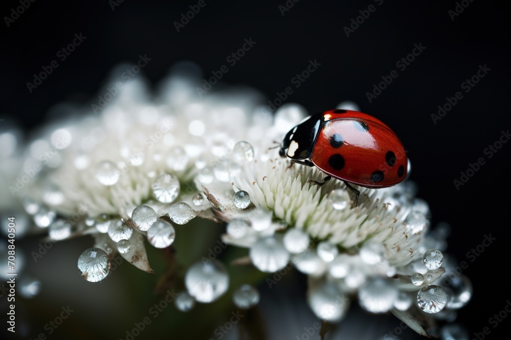 Ladybug on a white flower Ladybug on a white flower