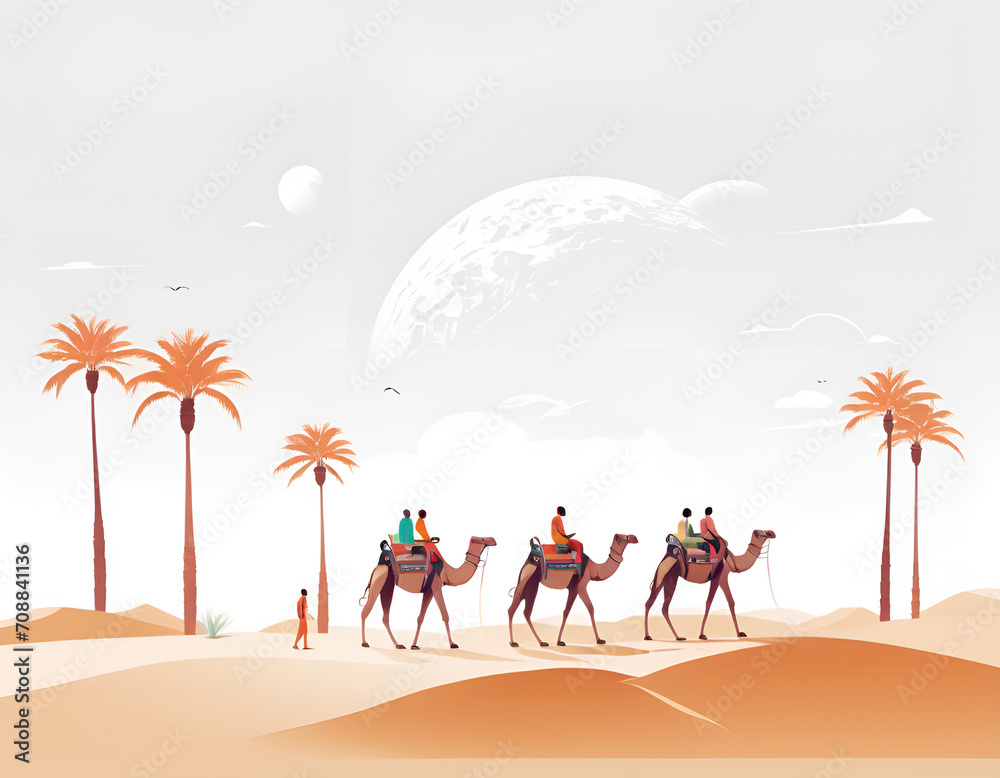 camel walking in the desert ilustration camel walking in the desert ilustration