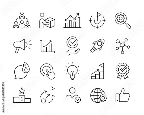 Seo and Promotion Icons - Vector Line. Editable Stroke.