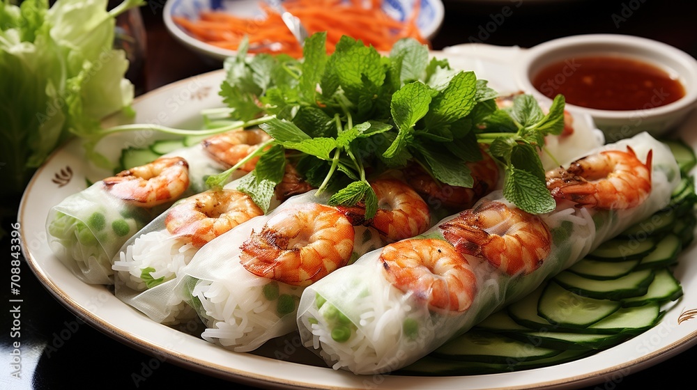 Fresh and Healthy Vietnamese Rice Paper Rolls with Shrimp