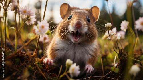 Small Rodent in a Field of Flowers © duyina1990