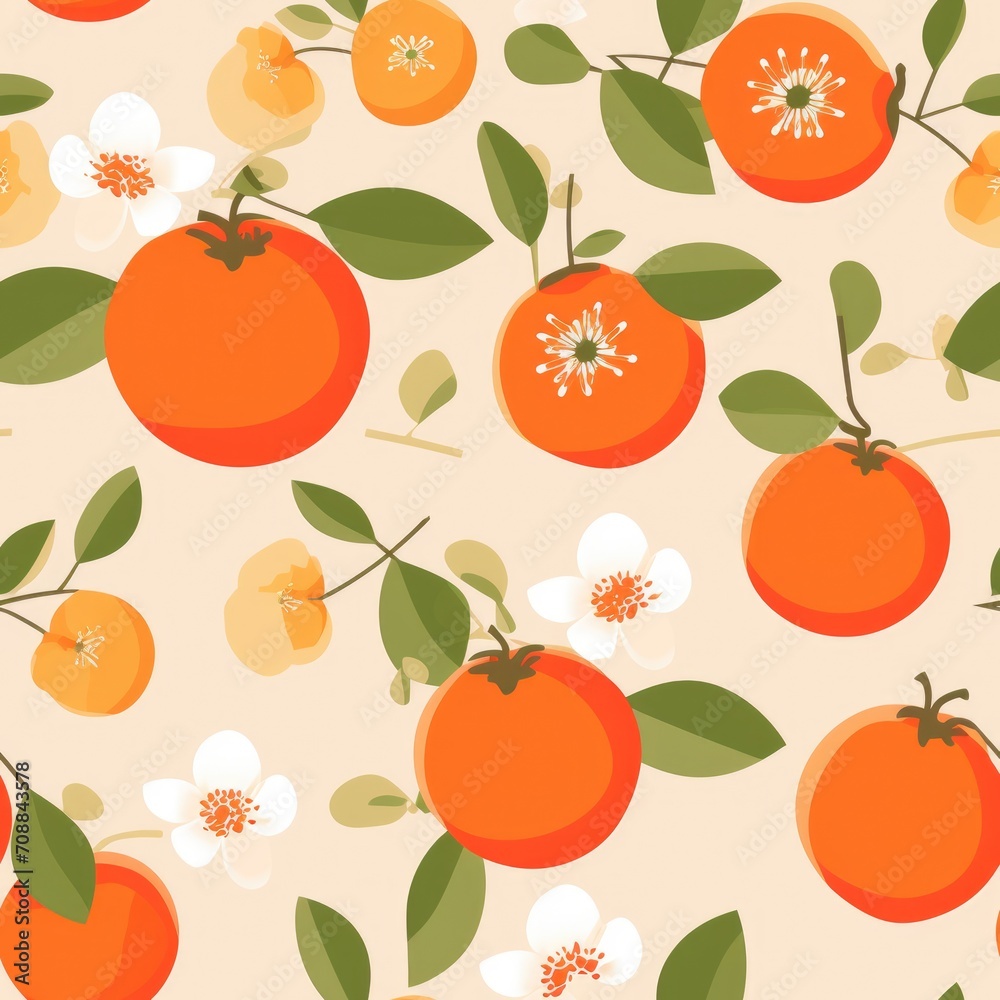 Persimmon orange sweet soft seamless pattern