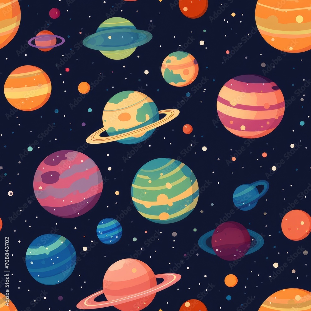 Space planets universe seamless pattern