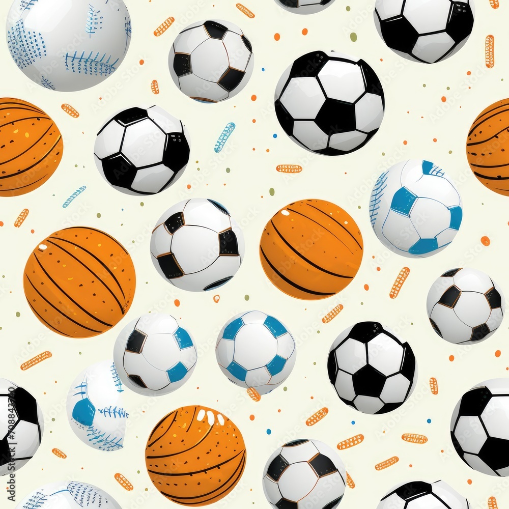 Sports ball seamless pattern Sports ball seamless pattern