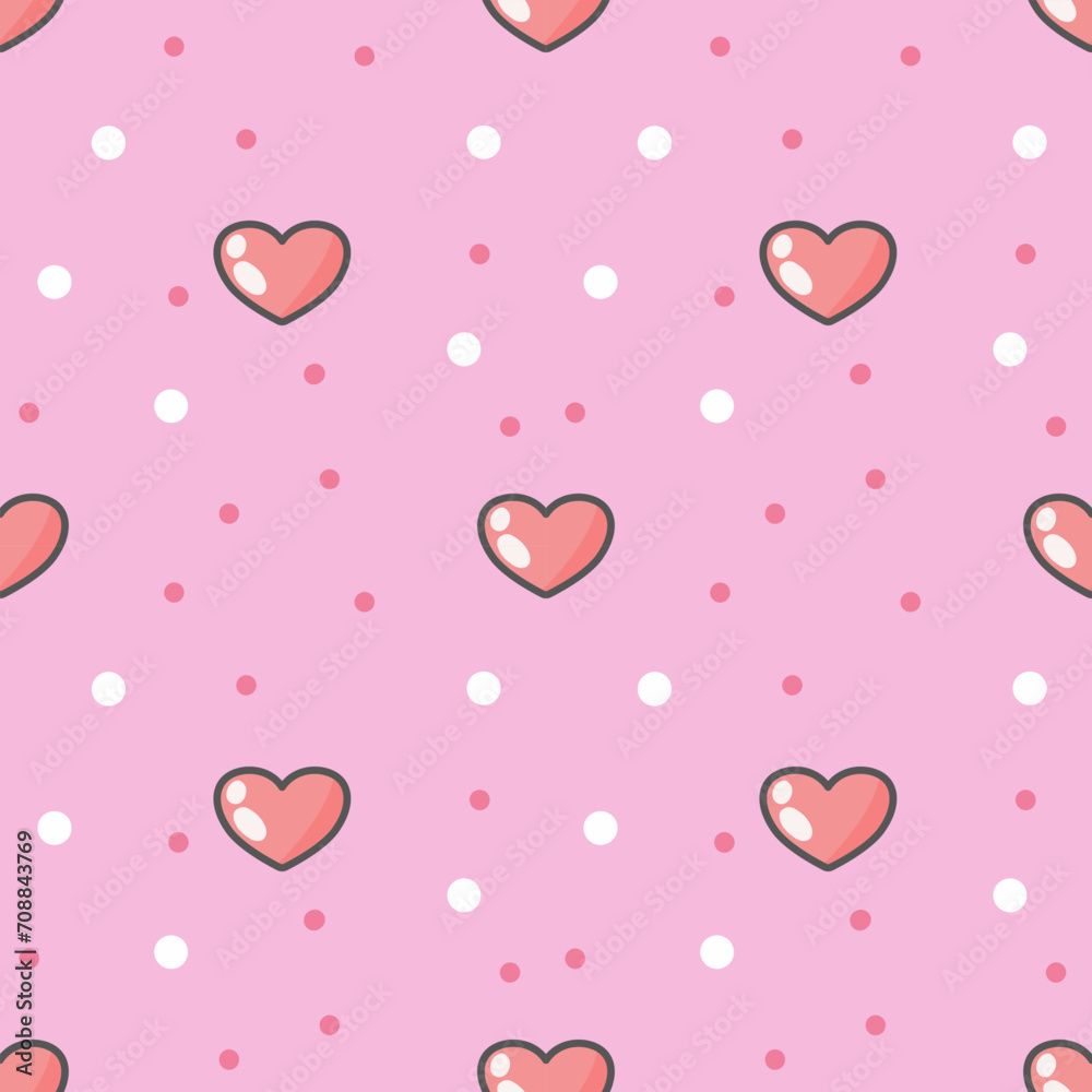 seamless pattern with hearts on pink background 
