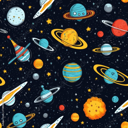 Space galaxies cosmic exploration seamless pattern