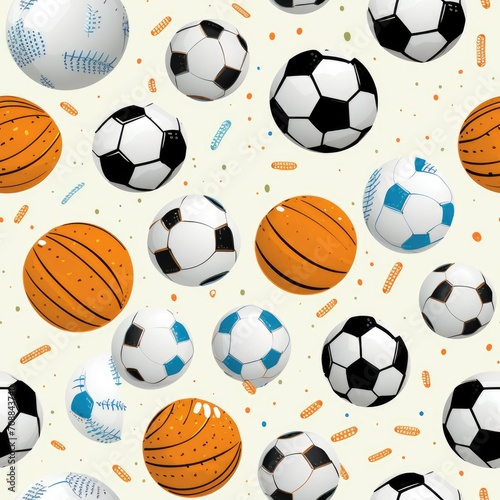 Sports ball seamless pattern