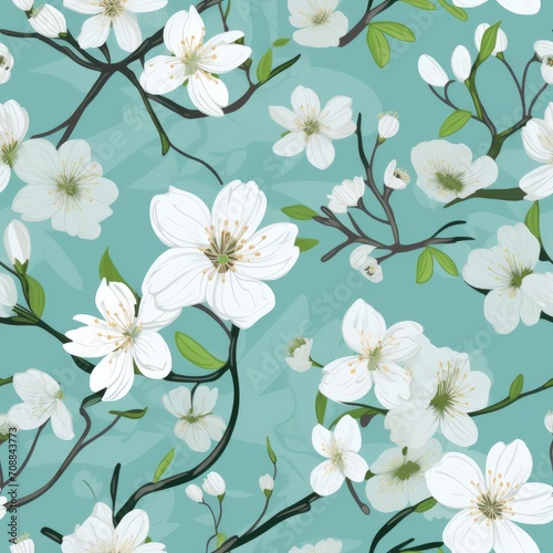 Spring blossoms renewal seamless pattern © Gefo