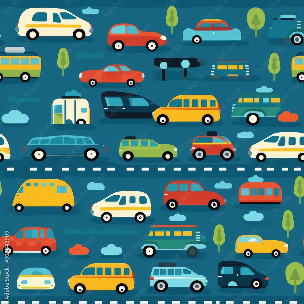 Transportation car seamless pattern