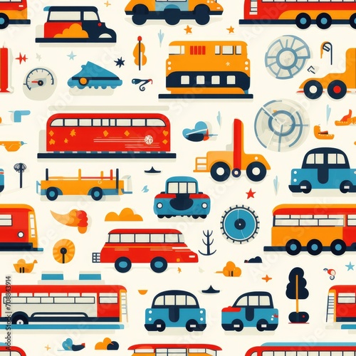 Transportation car train seamless pattern