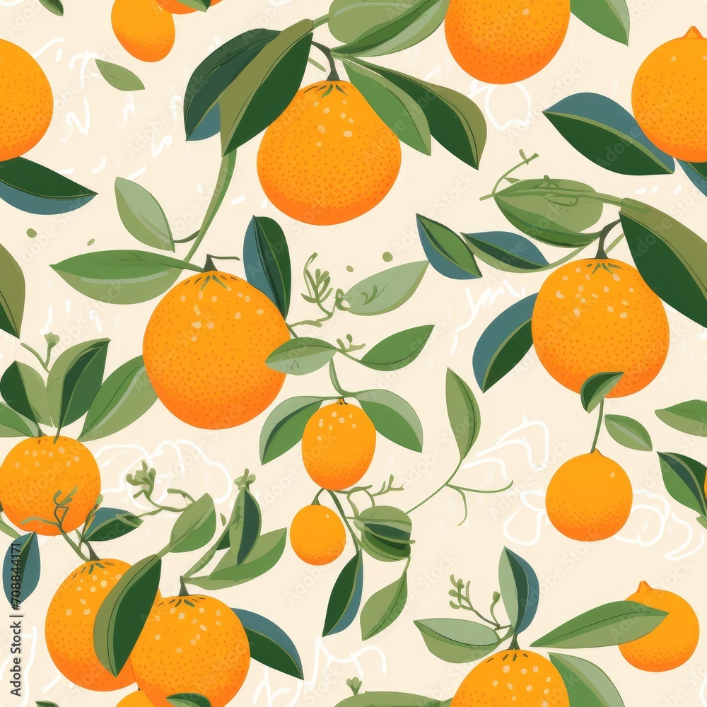 Obraz premium Calamondin orange sour small seamless pattern